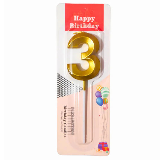 Number Three Candle - Gold