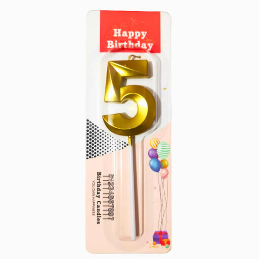 Number Five Candle - Gold
