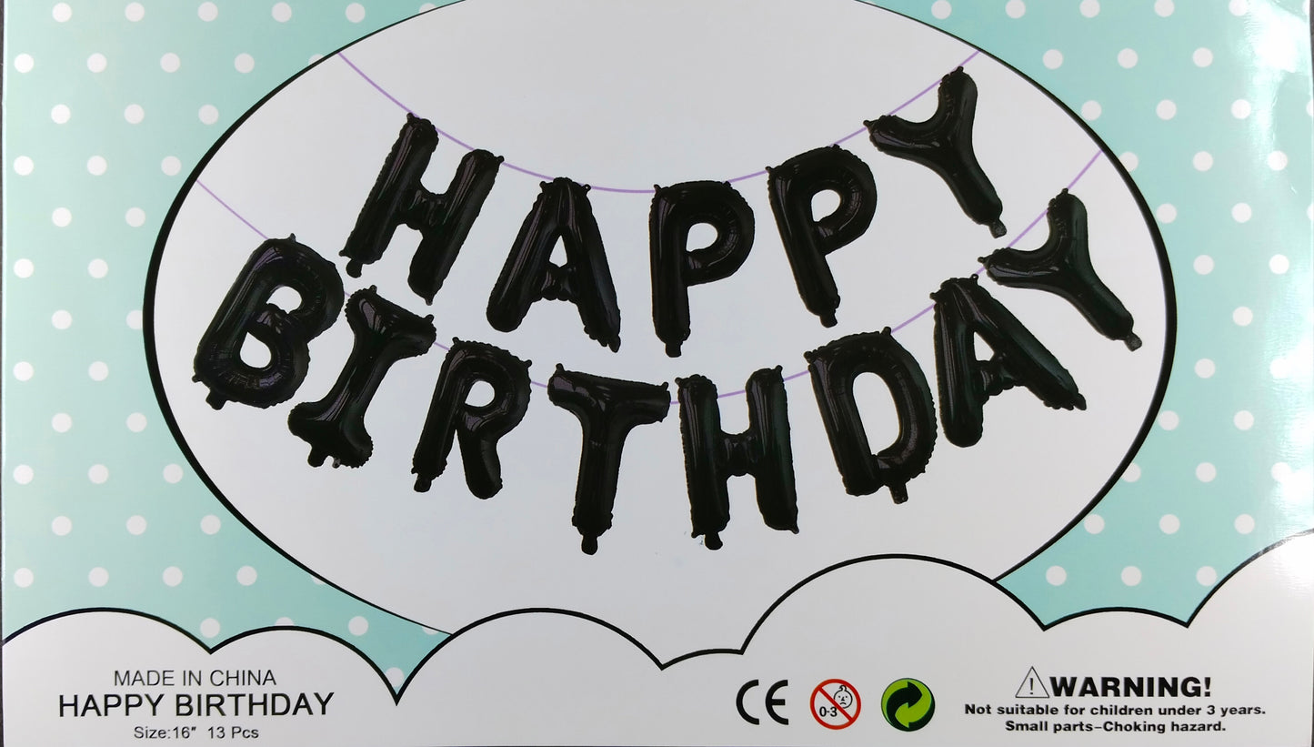 Birthday Banner - Black Foil Balloon for Simple birthday decorations at Home - Jack&Jinn