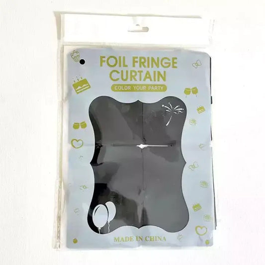 Large Square Foil Curtain backdrop - Black for Simple Birthday Decorations at Home - Jack&Jinn