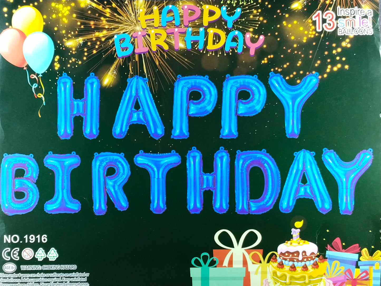 Birthday Banner - Blue Foil Balloon Banner for Simple birthday decorations at Home - Jack&Jinn