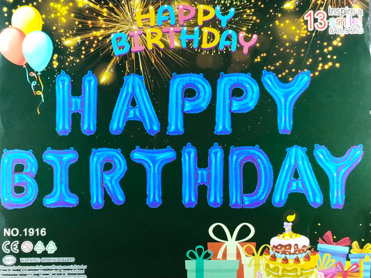Birthday Banner - Blue Foil Balloon Banner for Simple birthday decorations at Home - Jack&Jinn