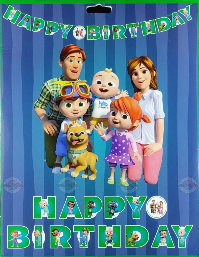 Birthday Banner - Cocomelon Theme for Simple birthday decorations at Home - Jack&Jinn