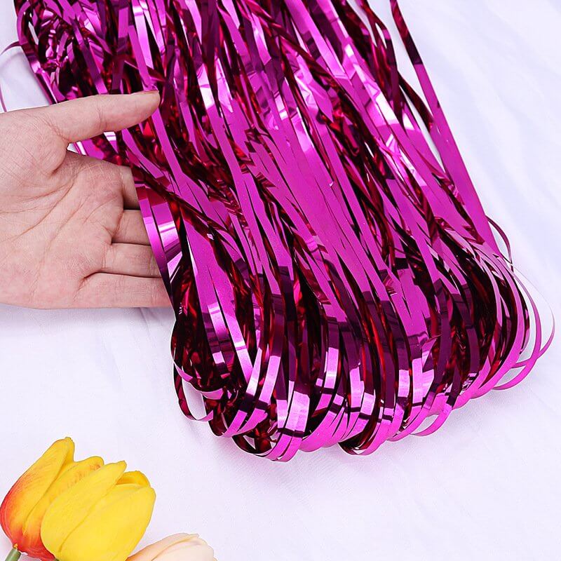 Dark Pink Foil Fringe Curtain - Jack&Jinn