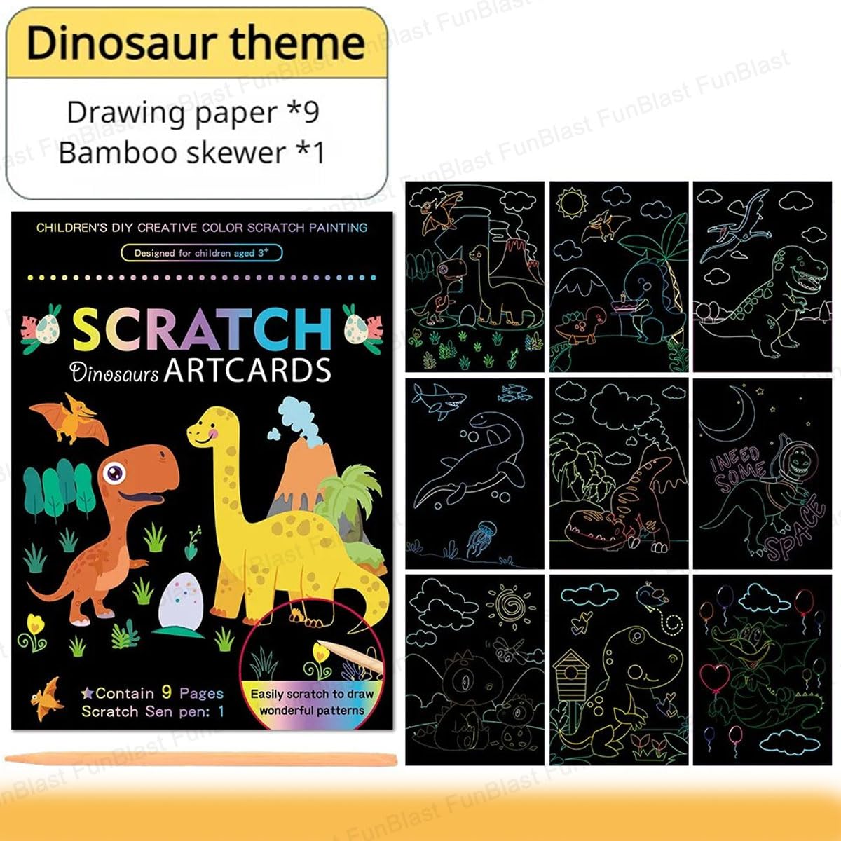 Dinosaur Art Cards and Scratch Book