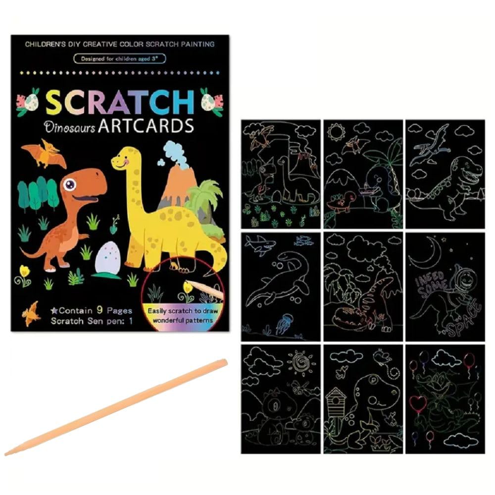 Dinosaur Art Cards and Scratch Book