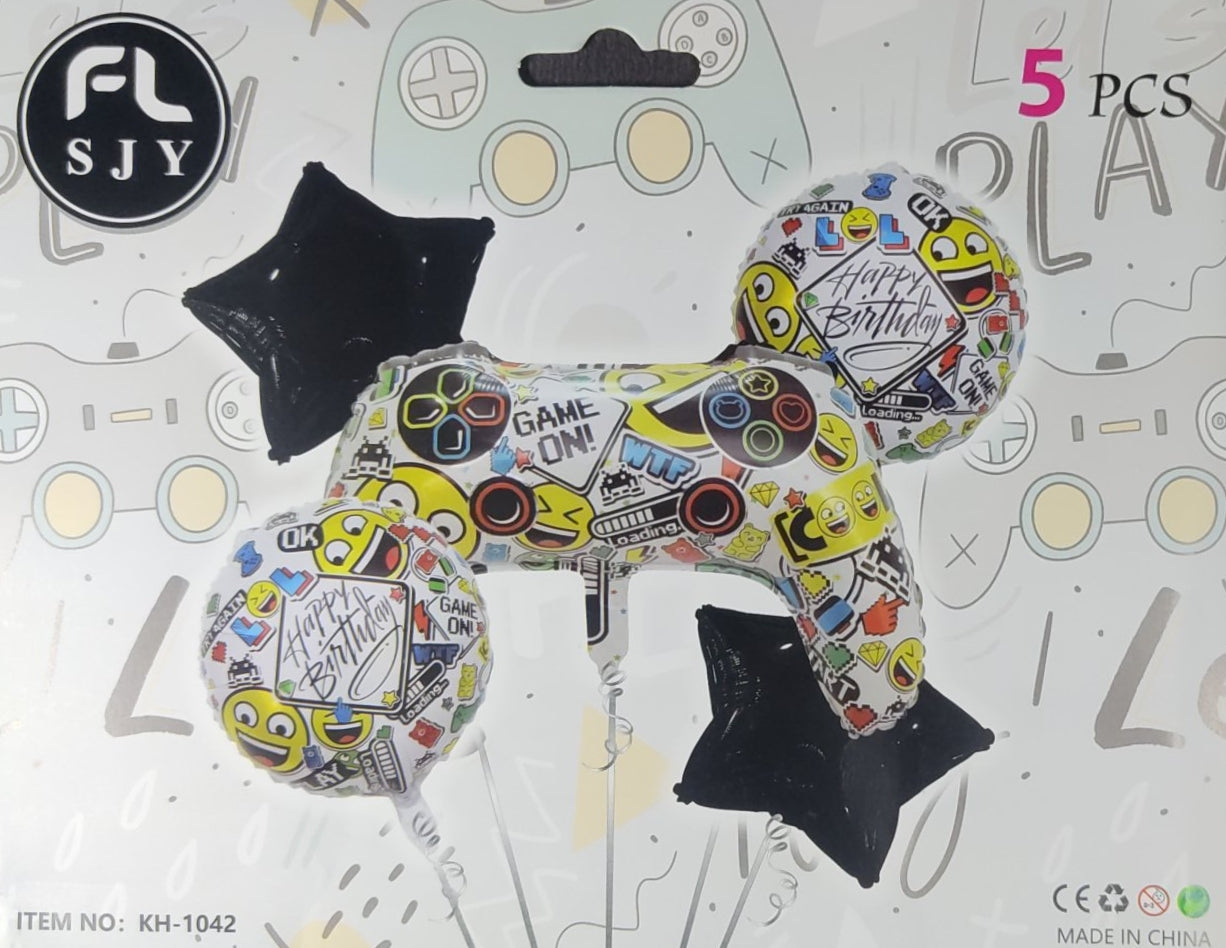 Gaming Foil Balloon - 5 pieces set for Simple Birthday Decorations at Home