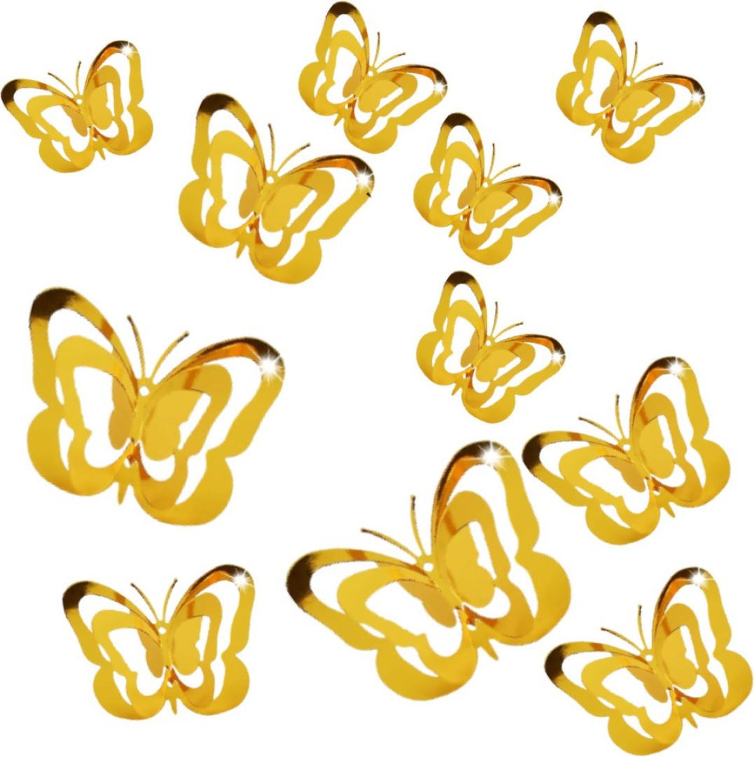 Butterfly Stickers - 3D Gold (Pack of 11)