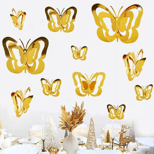 Butterfly Stickers - 3D Gold (Pack of 11)