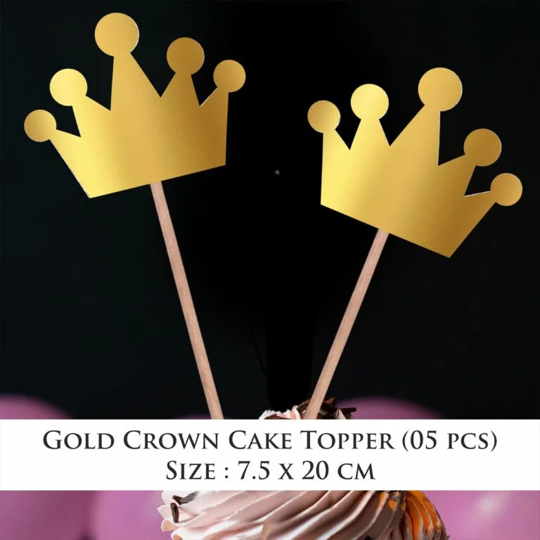 Gold Crown Cup Cake Topper (Pack of 05 pcs)