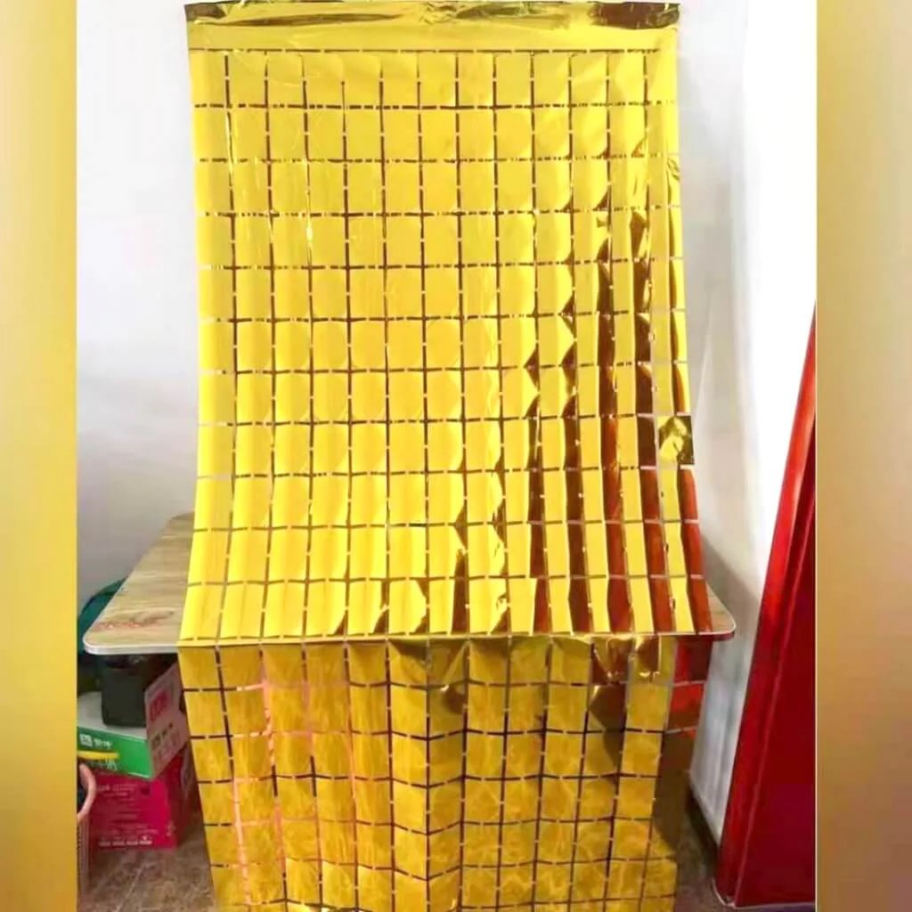 Large Square Foil Curtain backdrop - Gold for Simple Birthday Decorations at Home - Jack&Jinn