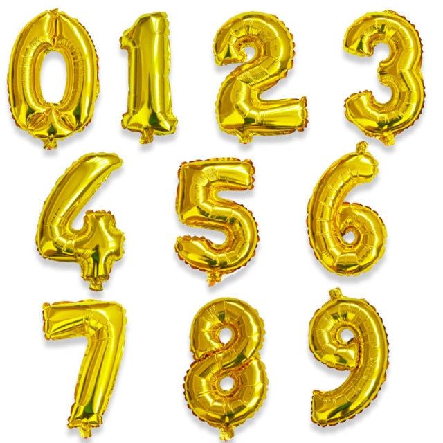 Gold Number Foil Balloons - 16 Inch - Jack&Jinn