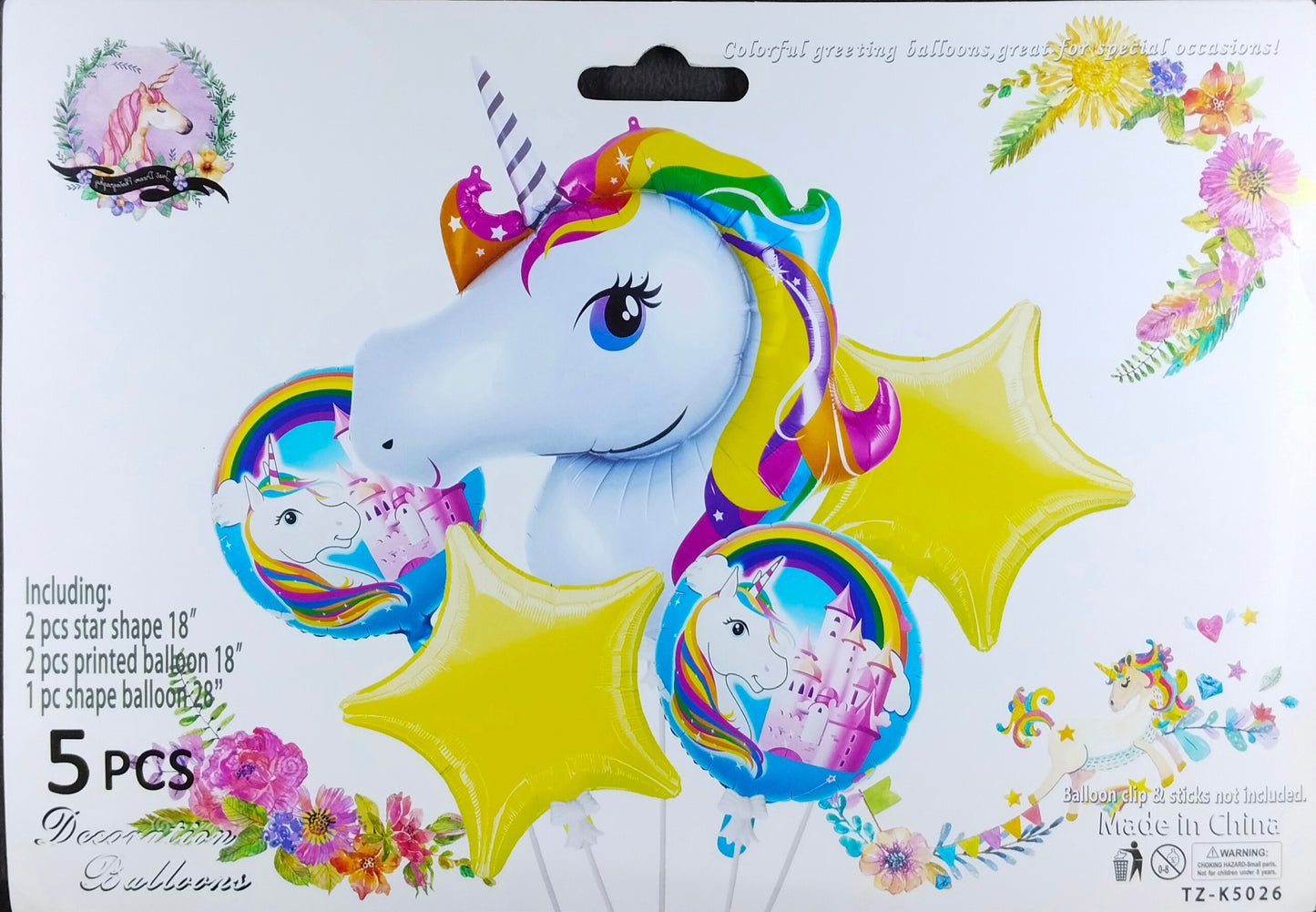 Unicorn 5 Pieces Foil Balloon Set