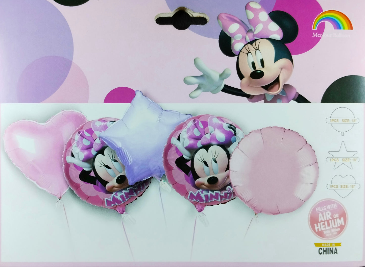 Minnie Mouse Foil Balloon - 5 pieces set for Simple Birthday Decorations at Home - Jack&Jinn