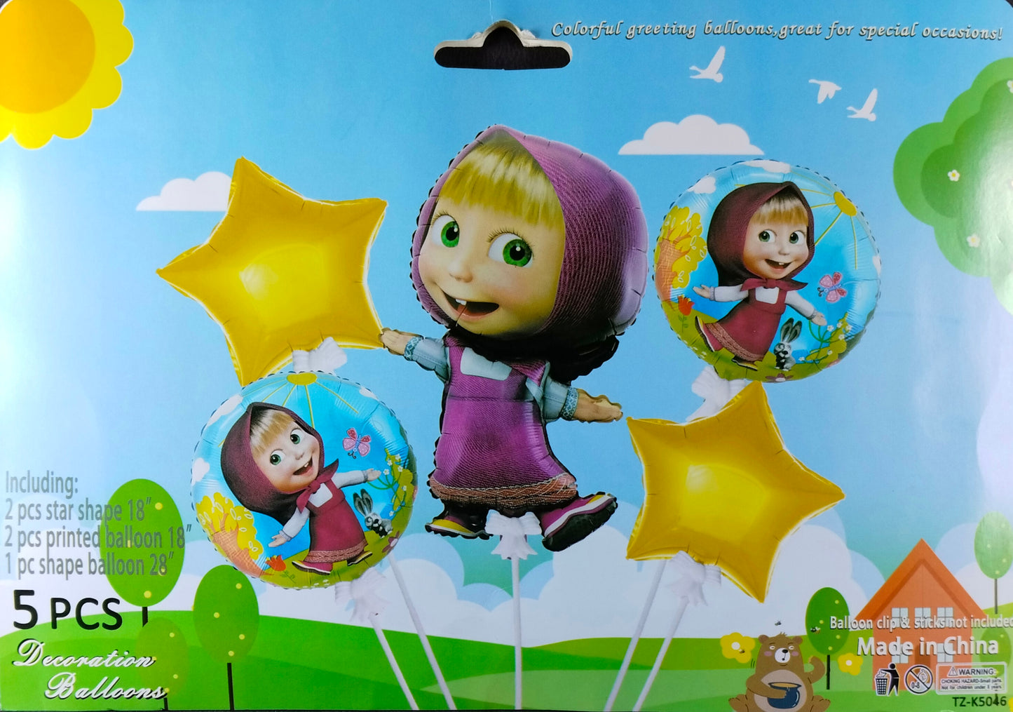 Masha Foil Balloon - 5 pieces set for Simple Birthday Decorations at Home - Jack&Jinn