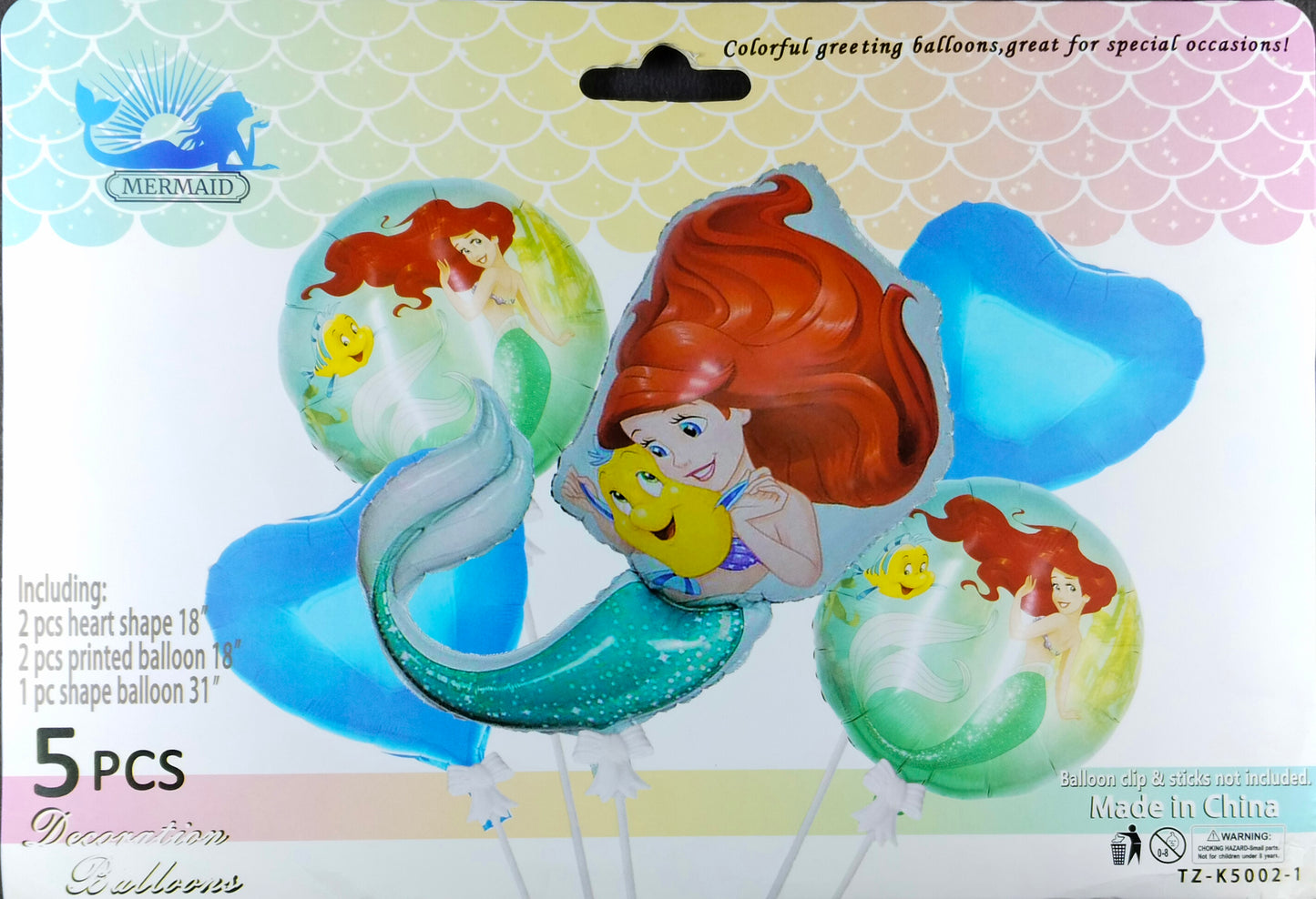 Mermaid Foil Balloon - 5 pieces set for Simple Birthday Decorations at Home - Jack&Jinn