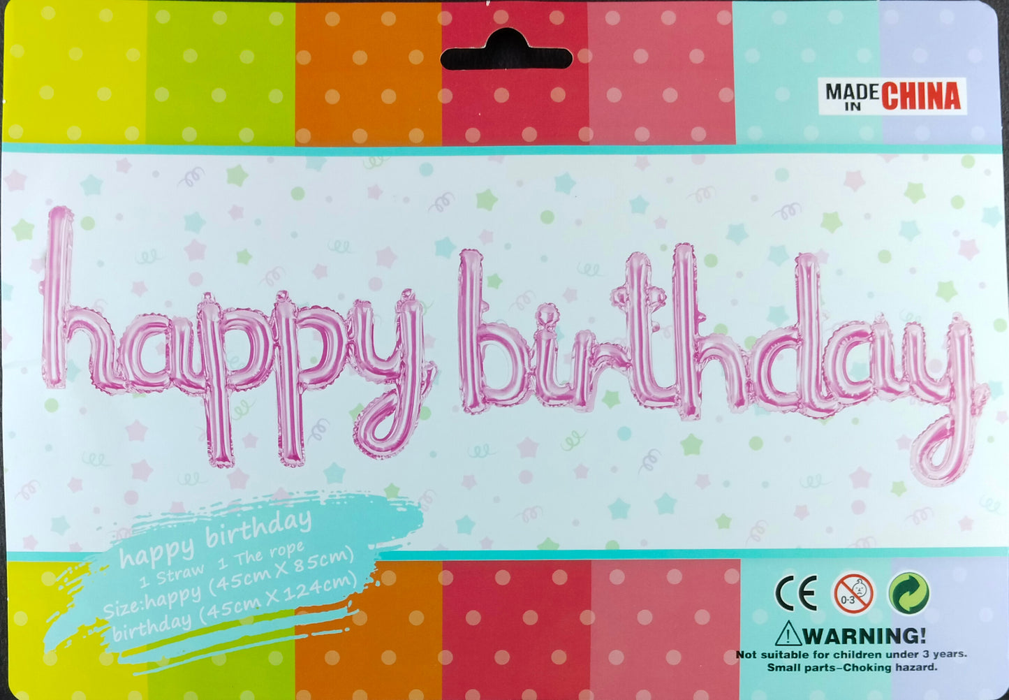 Pink Cursive Happy Birthday Foil Balloon Banner - Jack&Jinn