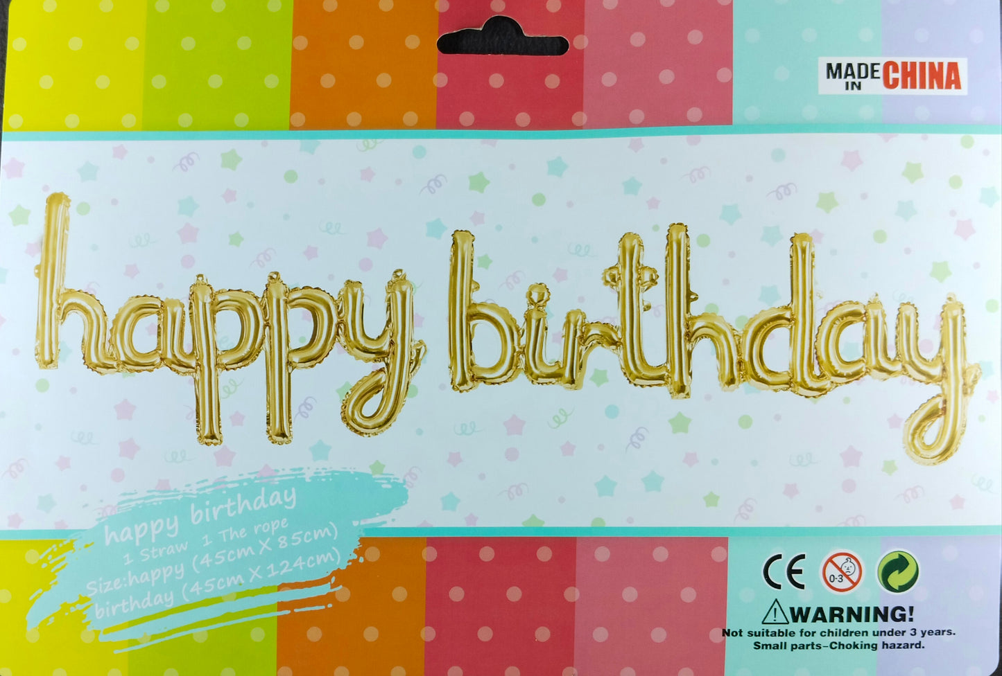 Gold Cursive Happy Birthday Foil Balloon Banner - Jack&Jinn