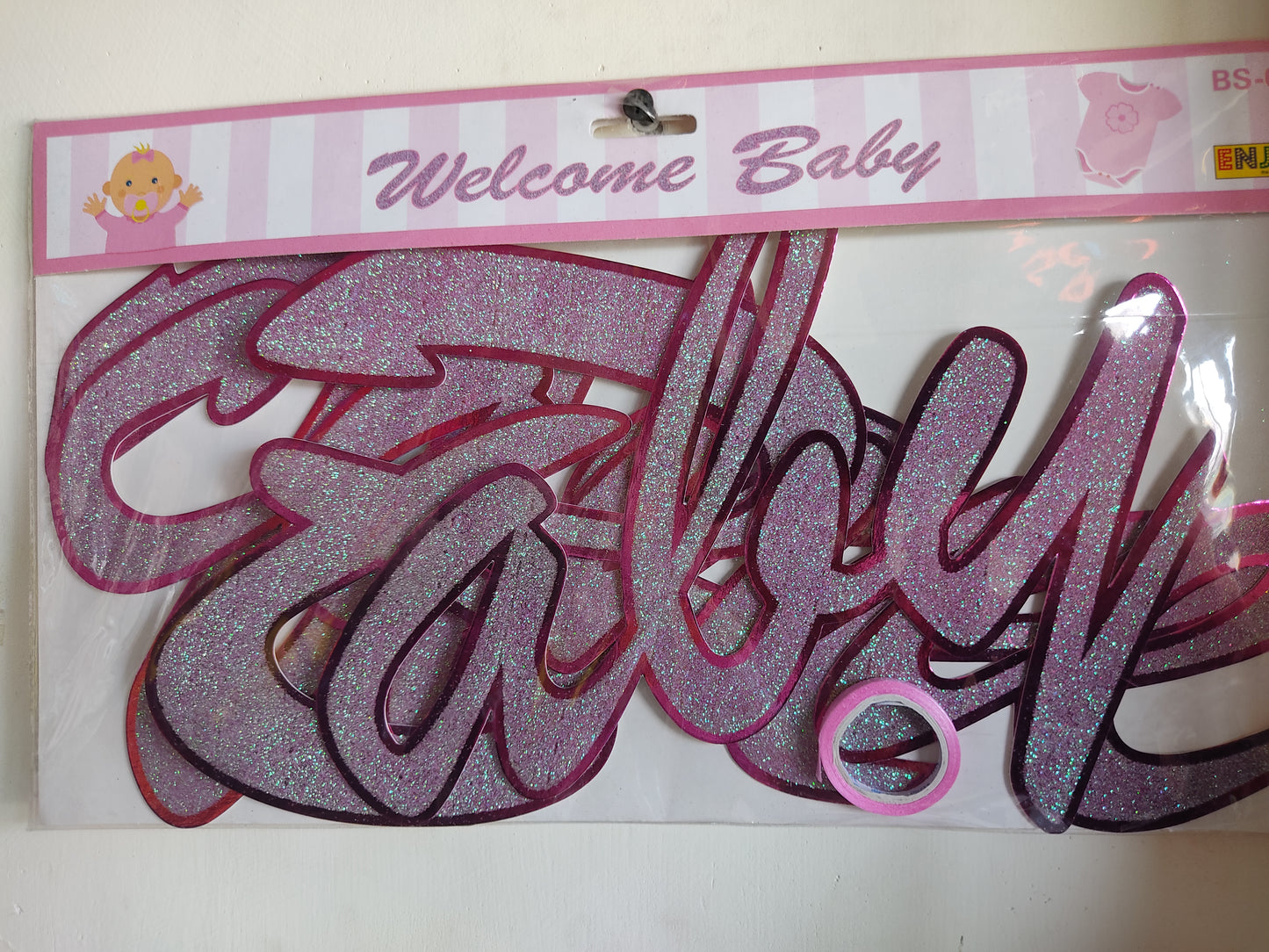 Glittery Pink Cursive Welcome Baby Banner - Jack&Jinn