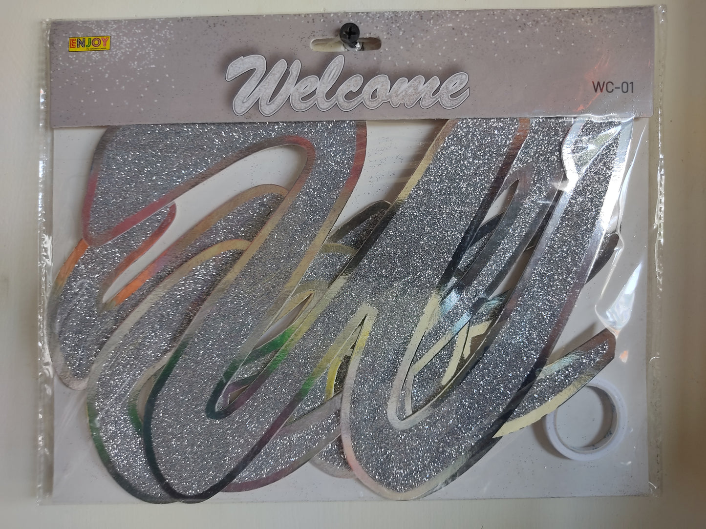 Glittering Silver Cursive Welcome Banner - Jack&Jinn