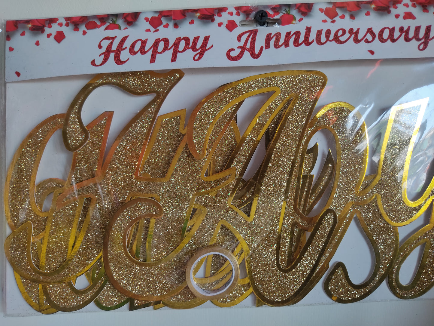 Glittering Gold Cursive Happy Anniversary Banner - Jack&Jinn