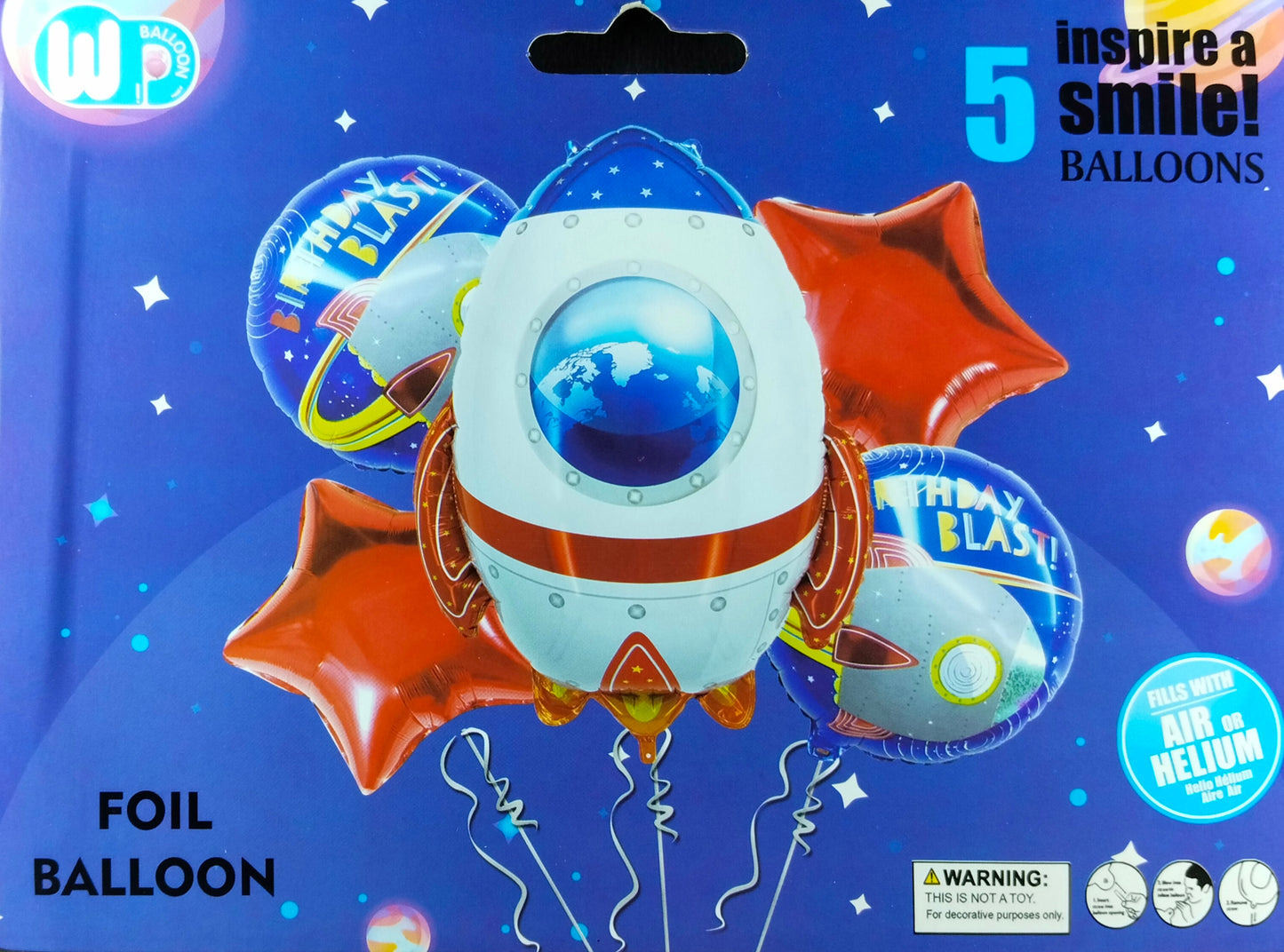 Space Foil Balloon - 5 pieces set for Simple Birthday Decorations at Home