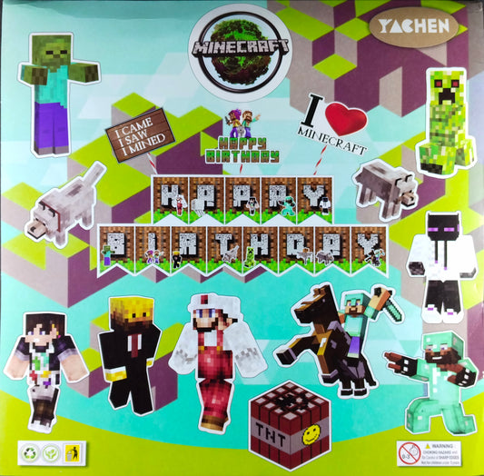 Birthday Decoration Kit - Mine Craft Theme for Simple Birthday Decorations at Home