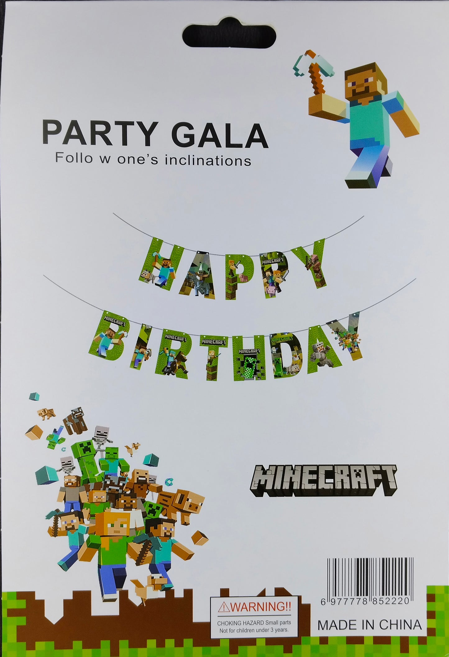 Birthday Banner - Mine Craft Theme for Simple birthday decorations at Home