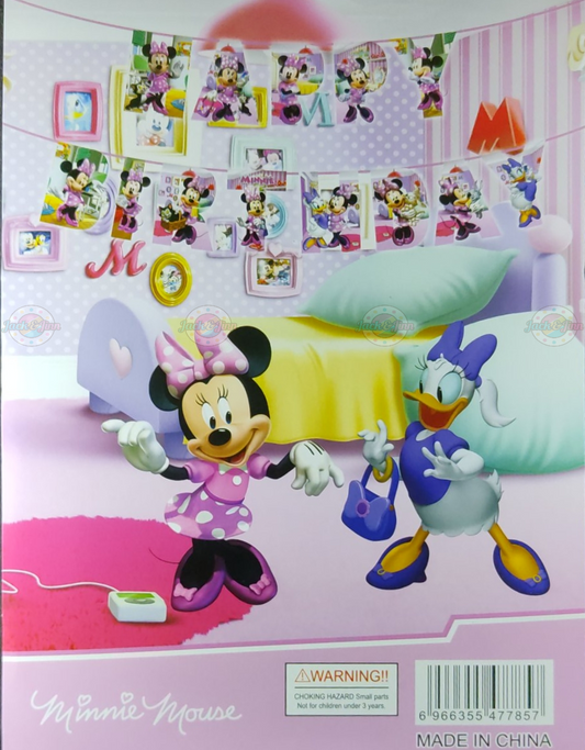 Birthday Banner - Minnie Mouse Theme for Simple Birthday Decorations at Home - Jack&Jinn