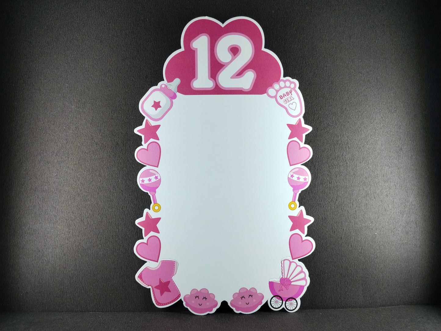 Pink Photo Banner for first birthday girl decoration - 13 piece photo holder - Jack&Jinn