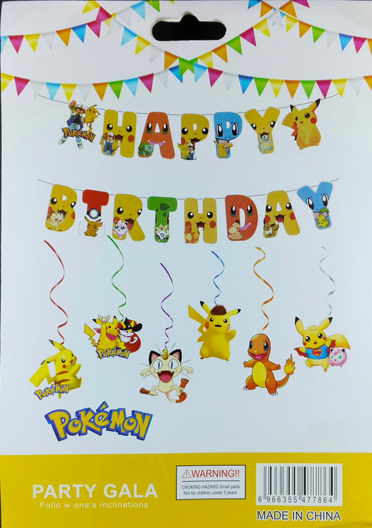 Birthday Banner - Pokemon Theme for Simple birthday decorations at Home - Jack&Jinn