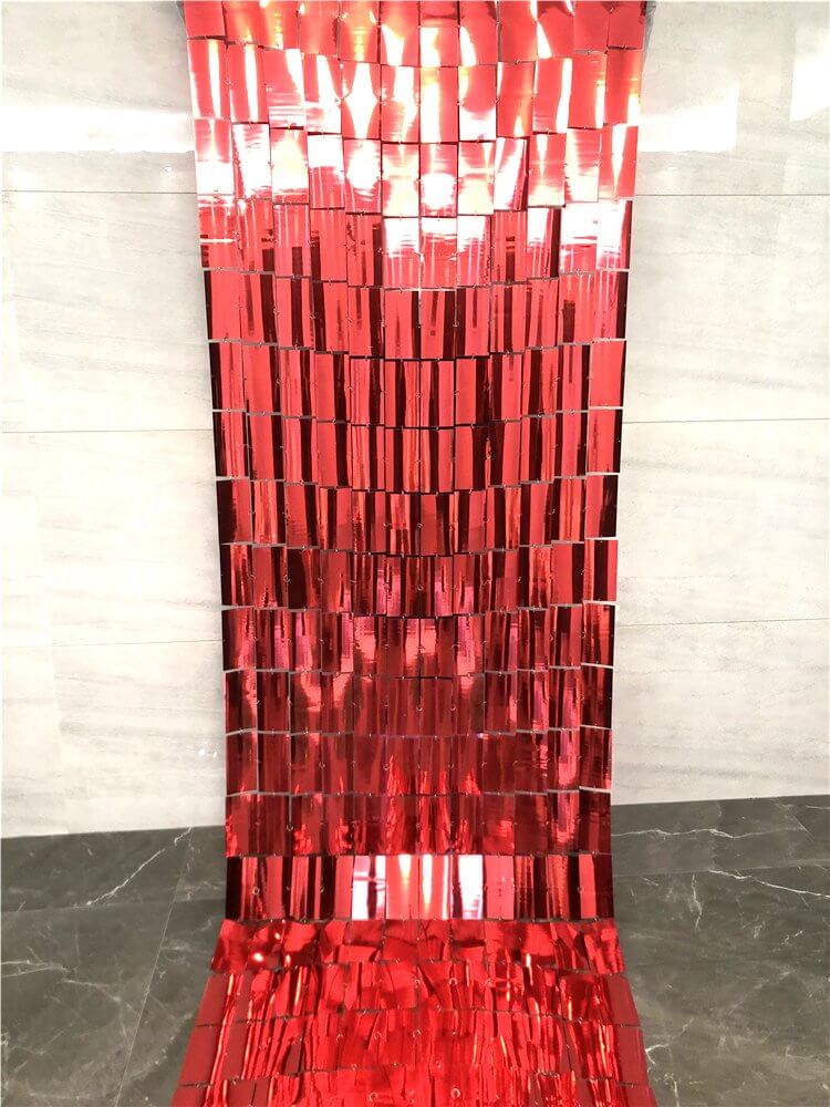Large Square Foil Curtain backdrop - Red for Simple Birthday Decorations at Home - Jack&Jinn