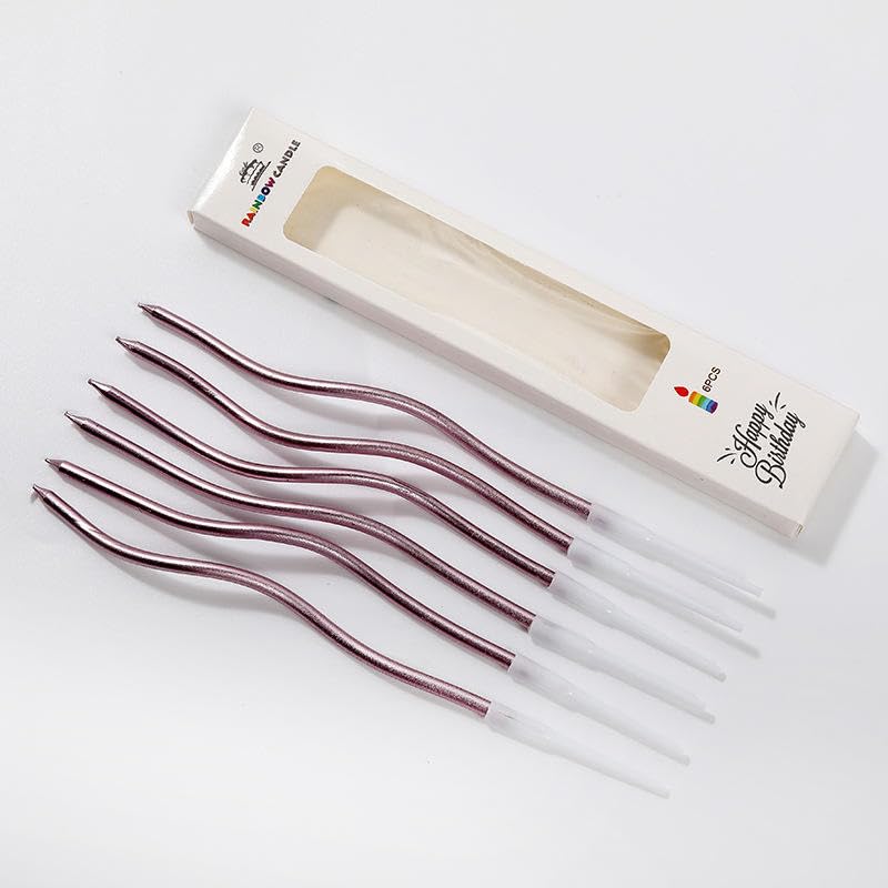 Rose Gold Twister Candles 6 pc set