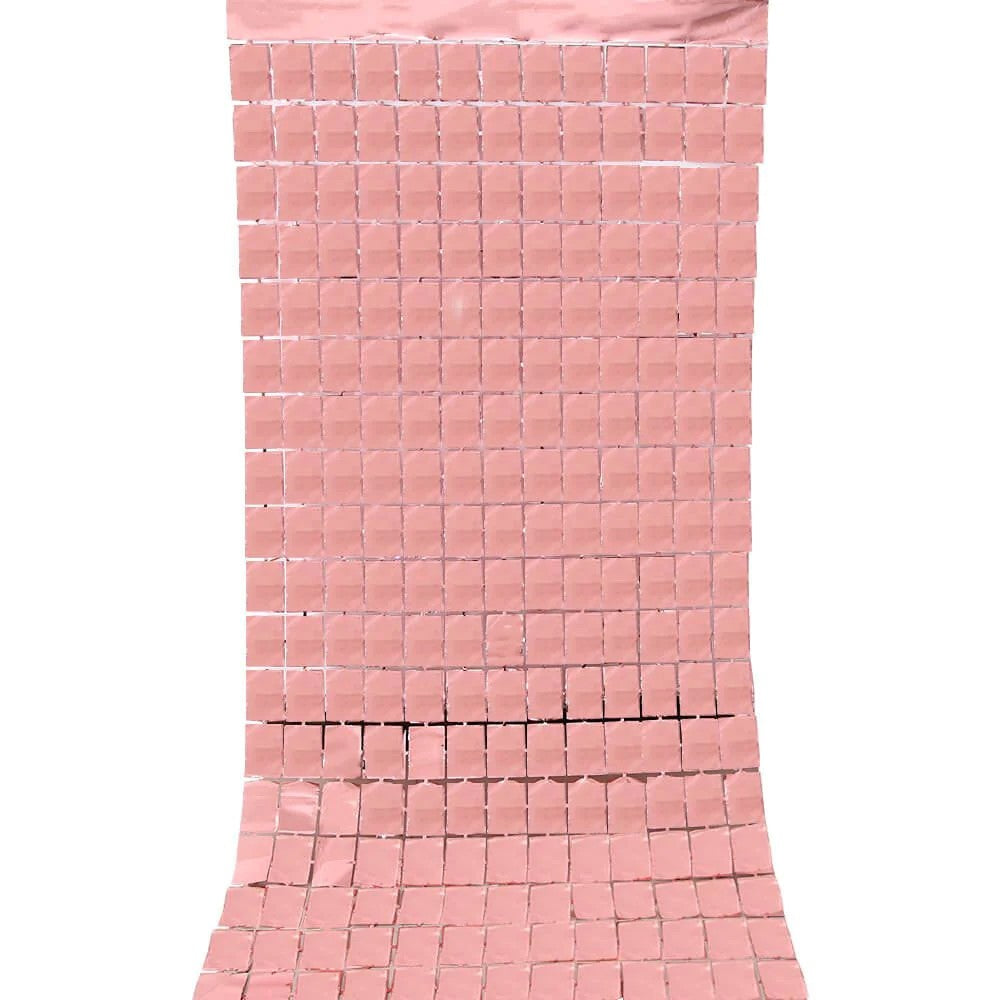 Large Square Foil Curtain backdrop - Rose Gold for Simple Birthday Decorations at Home - Jack&Jinn
