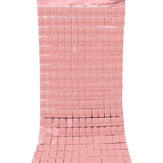 Large Square Foil Curtain backdrop - Rose Gold for Simple Birthday Decorations at Home - Jack&Jinn