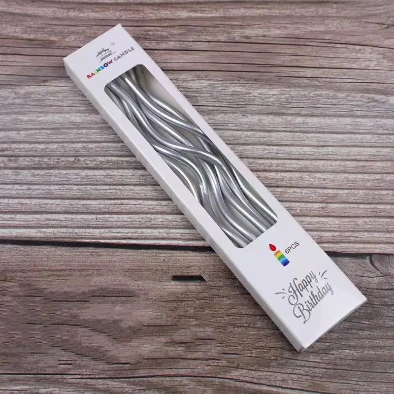 Silver Twister Candles 6 pieces set