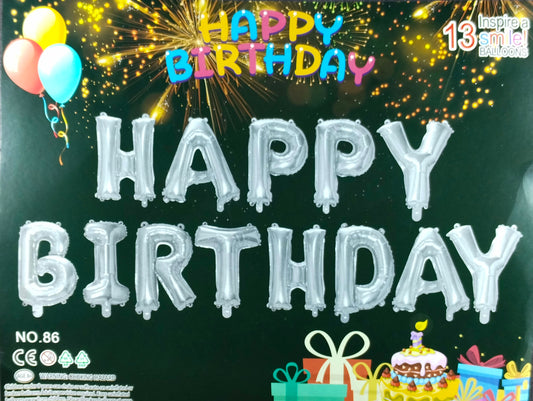 Birthday Banner - Silver Foil Balloon Banner for Simple birthday decorations at Home - Jack&Jinn