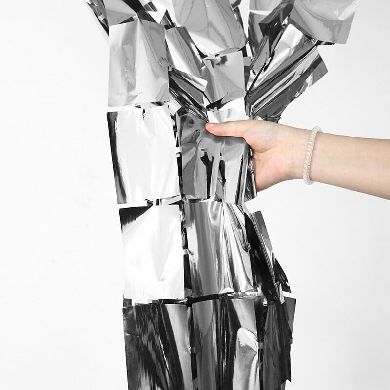 Large Square Foil Curtain backdrop - Silver for Simple Birthday Decorations at Home - Jack&Jinn