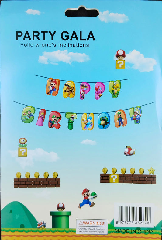 Birthday Banner - Super Mario Theme for Simple birthday decorations at Home - Jack&Jinn