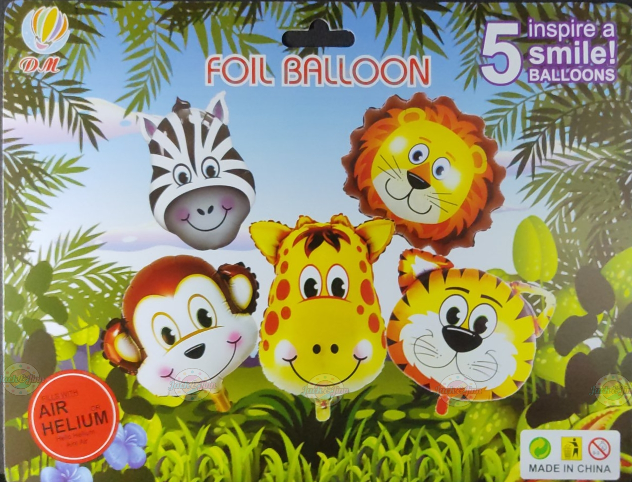 Animal faces foil Balloon - 5 pcs - Jack&Jinn