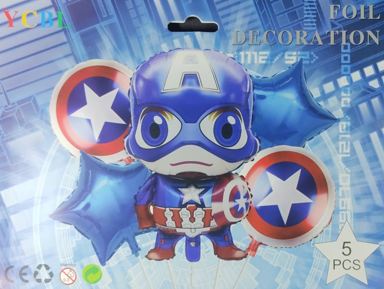 Baby Captain America 5 Pieces Foil Balloon Set