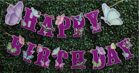 Birthday Banner - Butterfly Theme for Simple birthday decorations at Home