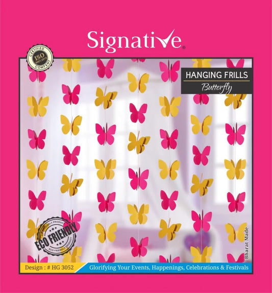 Hanging Frills - Pink and Yellow Butterfly - Paper Garland