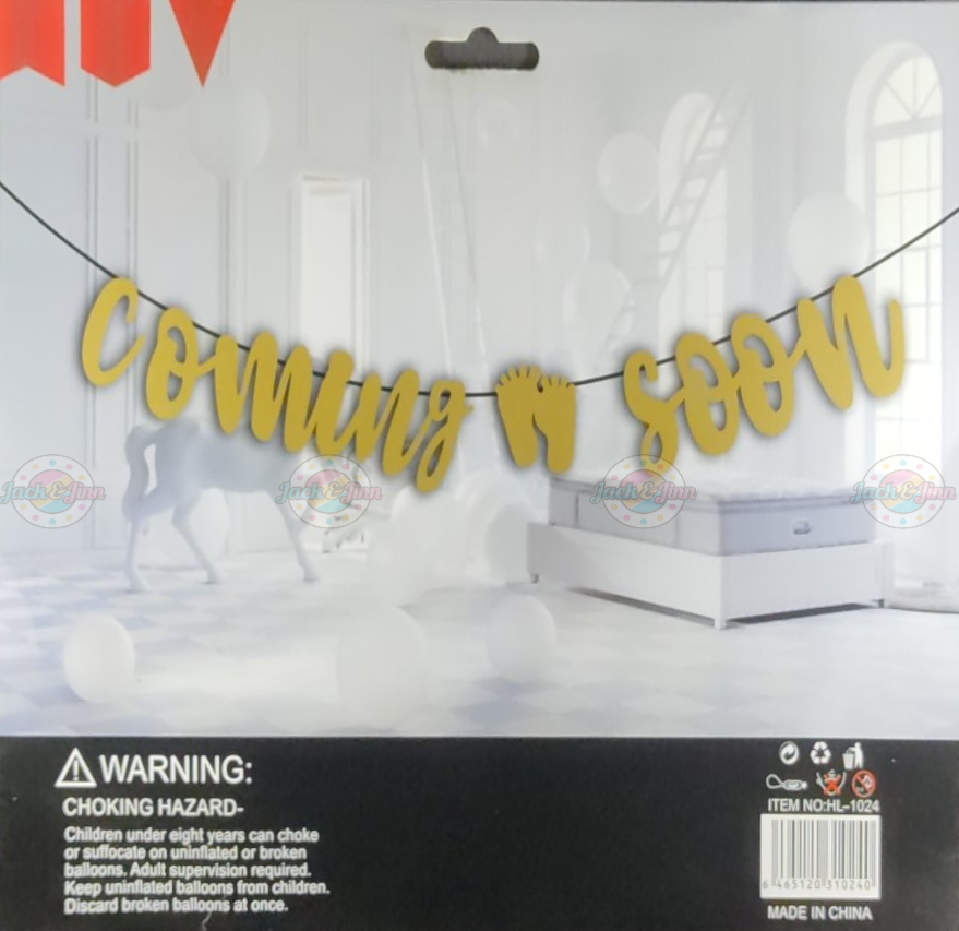 Gold Gilt Cursive Coming Soon Banner - Jack&Jinn