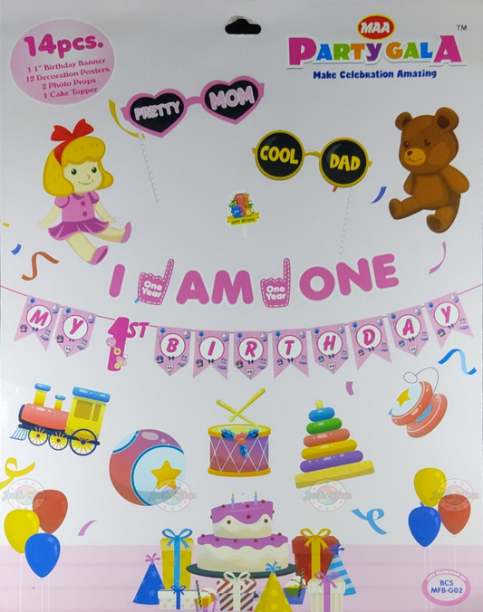Birthday Decoration Kit - First Birthday Girl for Simple Birthday Decorations at Home - Jack&Jinn