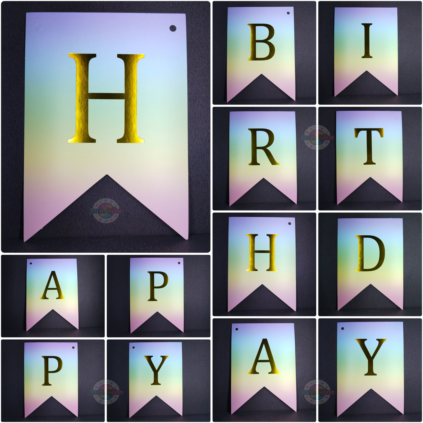 Birthday Banner Bunting - Pastel Multi Color for Simple birthday decorations at Home