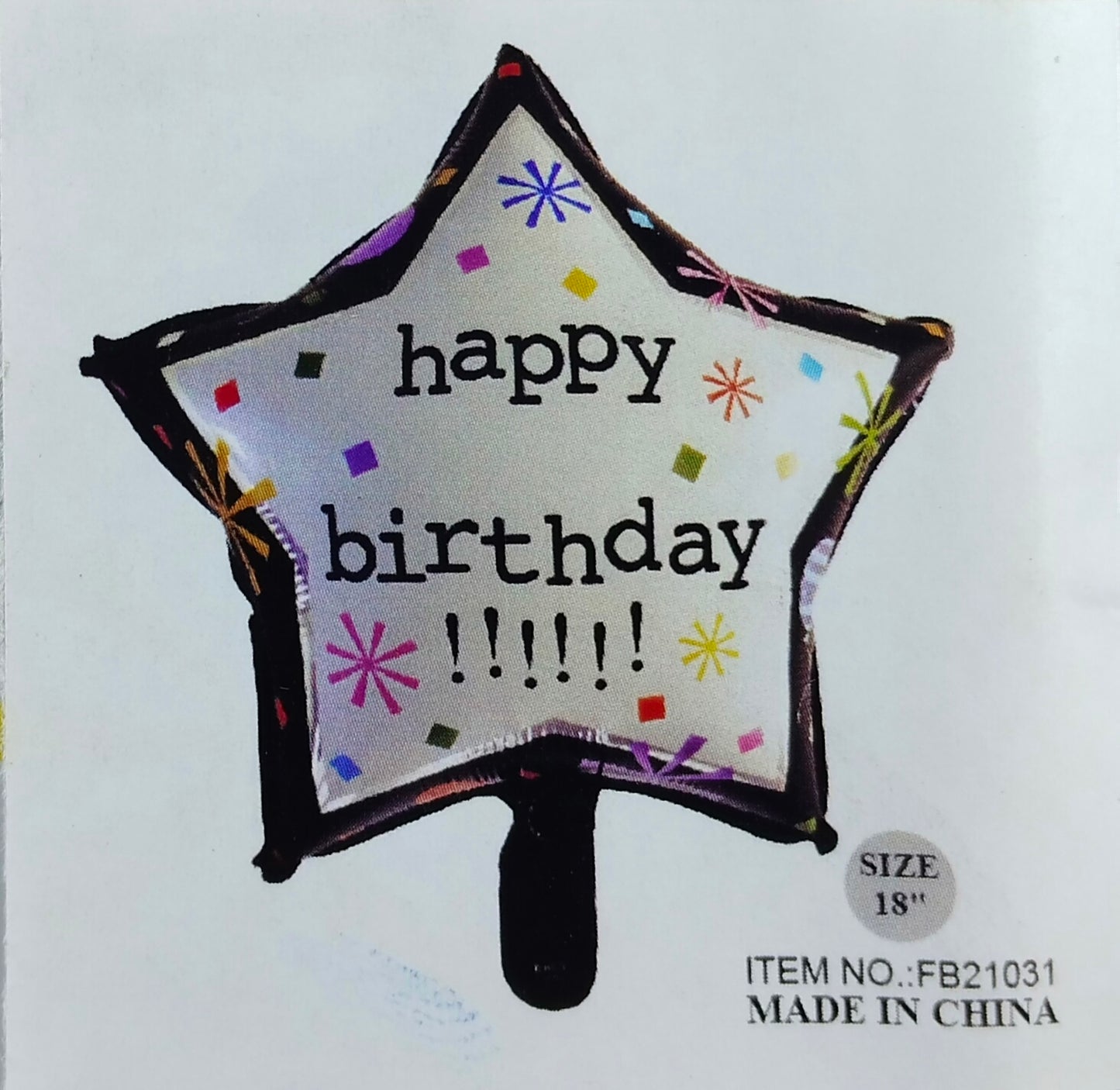 Happy Birthday Printed Foil Balloon Single - Star Shaped Black