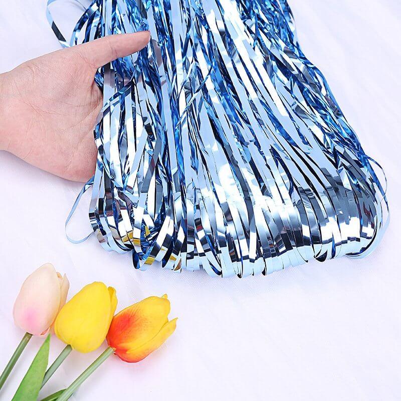 Light Blue Foil Fringe Curtain - Jack&Jinn