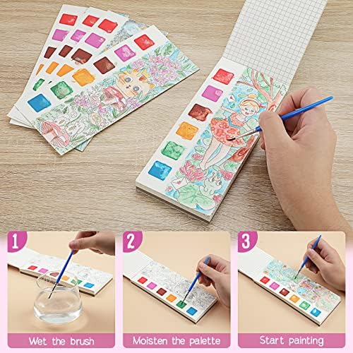 Pocket Watercolor Painting Book for Kids, Watercolor Bookmarks for Painting Pocket-size Notebook
