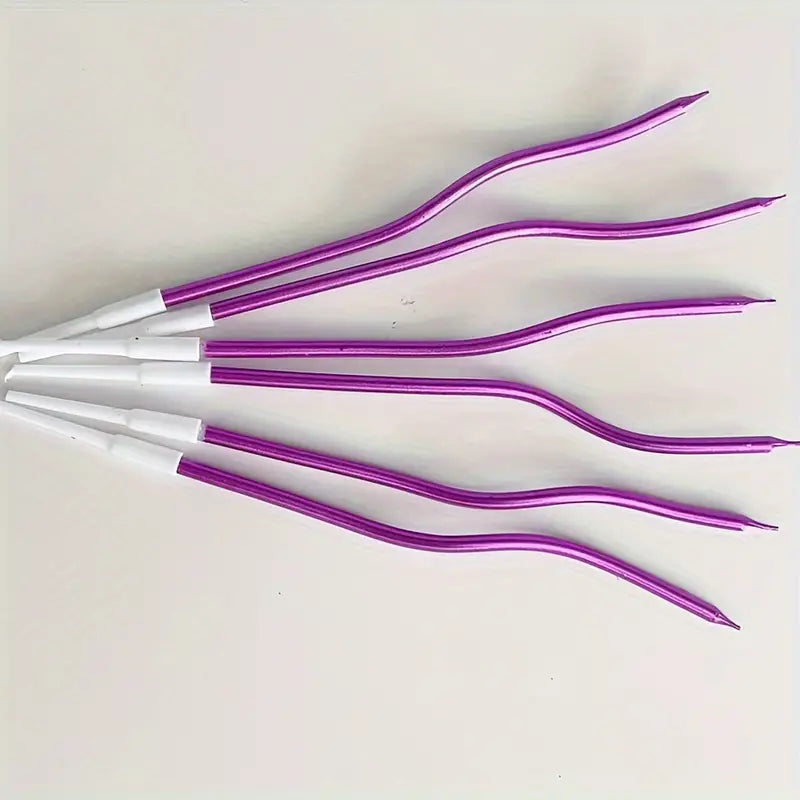 Purple Twister Candles 6 pieces set for birthday decorations